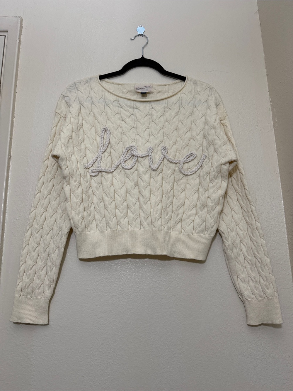 Universal Thread Cozy Wide Crewneck Love Boho Nautical Pullover Sweater Size S